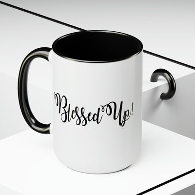 Accent Ceramic Coffee Mug 15oz - Blessed Up Quote Black Illustration