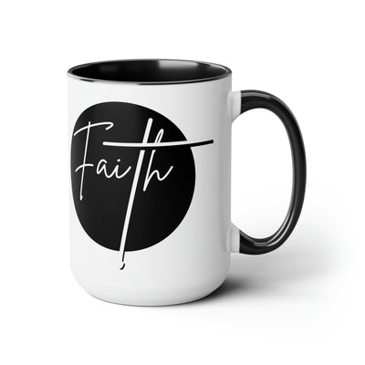 Accent Ceramic Coffee Mug 15oz - Faith - Christian Affirmation - Black And