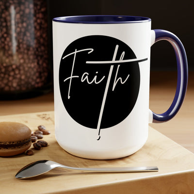 Accent Ceramic Coffee Mug 15oz - Faith - Christian Affirmation - Black And