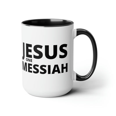 Accent Ceramic Coffee Mug 15oz - Jesus One Messiah Black Illustration