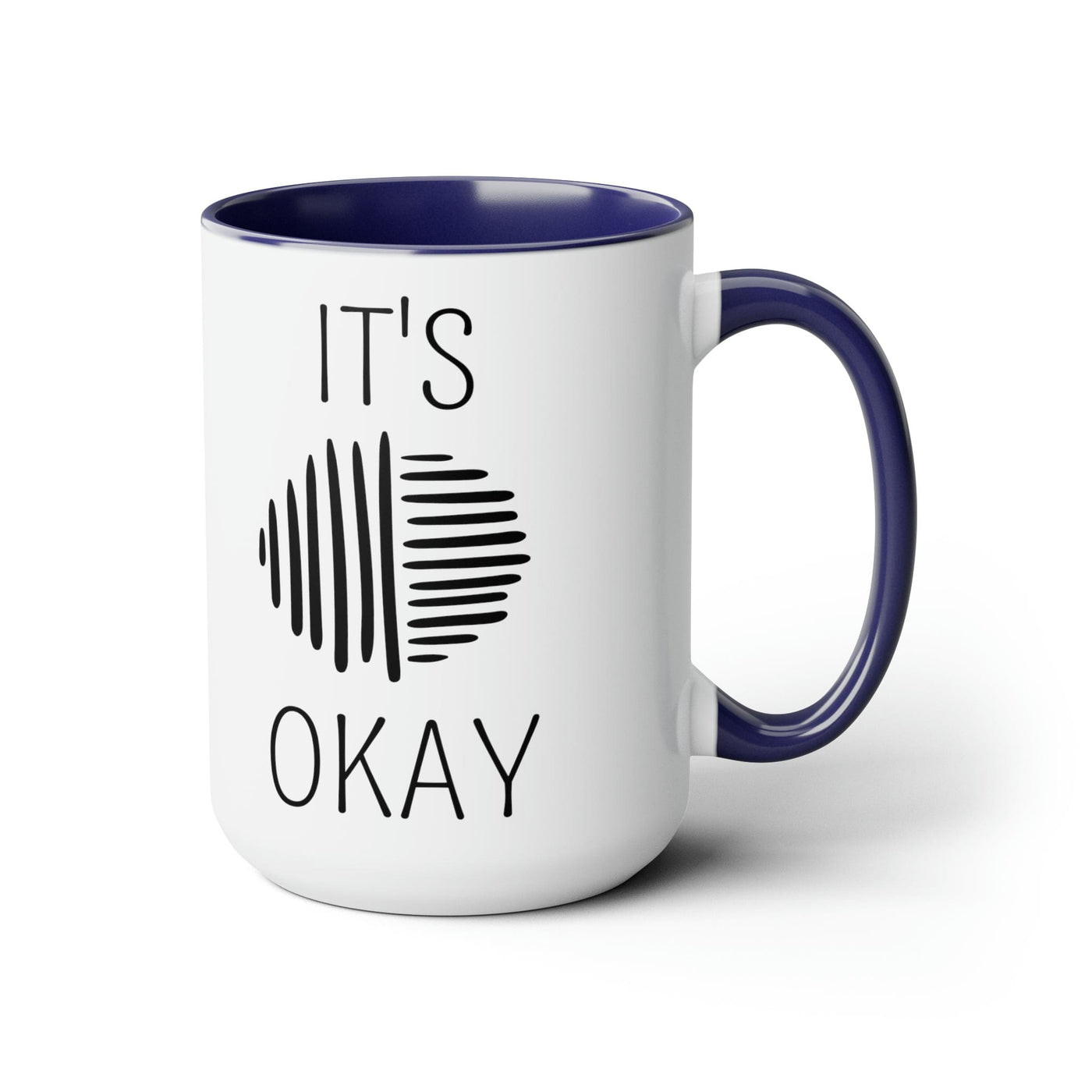 Accent Ceramic Coffee Mug 15oz - Say It Soul Its Okay Black Line Art Positive