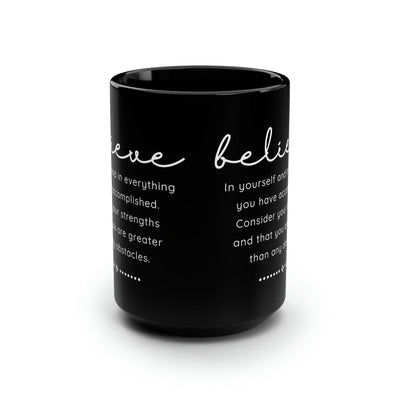 Black Ceramic Mug - 15oz Believe In Yourself - Decorative | Ceramic Mugs | 15oz