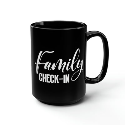 Black Ceramic Mugs - 15oz Family Check-in Illustration - Decorative | Ceramic