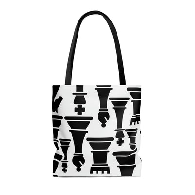 Canvas Tote Bag Black And White Chess Print - Bags | Canvas Tote Bags