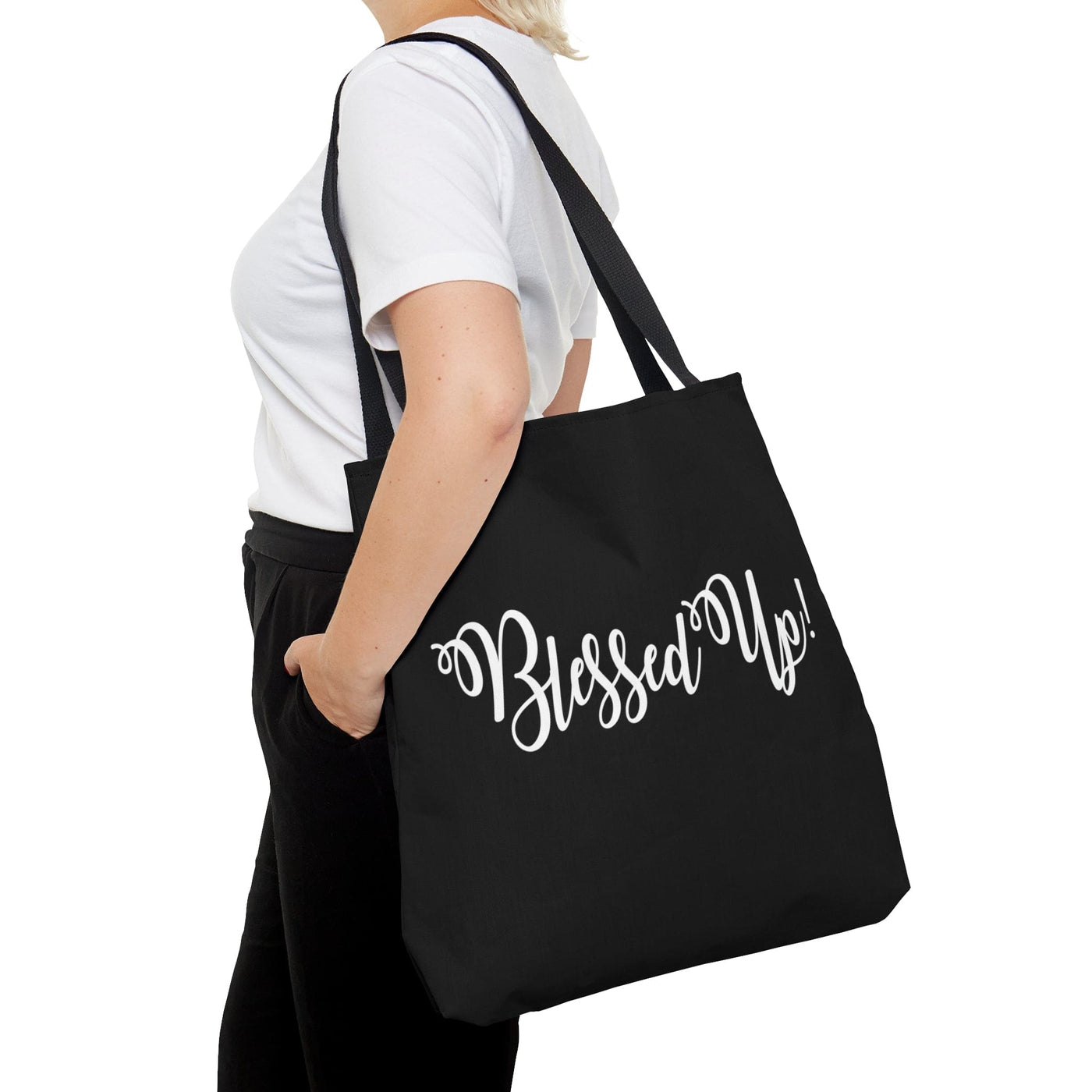Canvas Tote Bag Blessed Up Christian Inspiration Motivational Quote - Bags