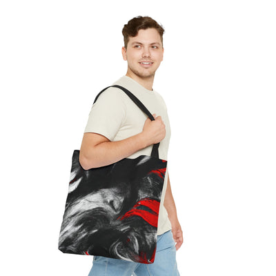 Canvas Tote Bag Decorative Black Red White Abstract Seamless Pattern - Bags