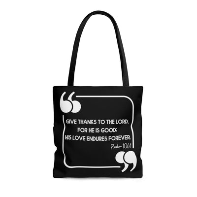 Canvas Tote Bag Give Thanks To The Lord Christian Inspiration - Bags