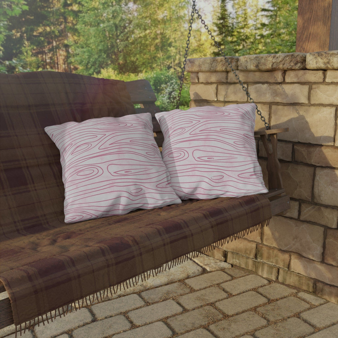 Decorative Outdoor Pillows - Set Of 2 Pink Line Art Sketch Print | Throw Indoor