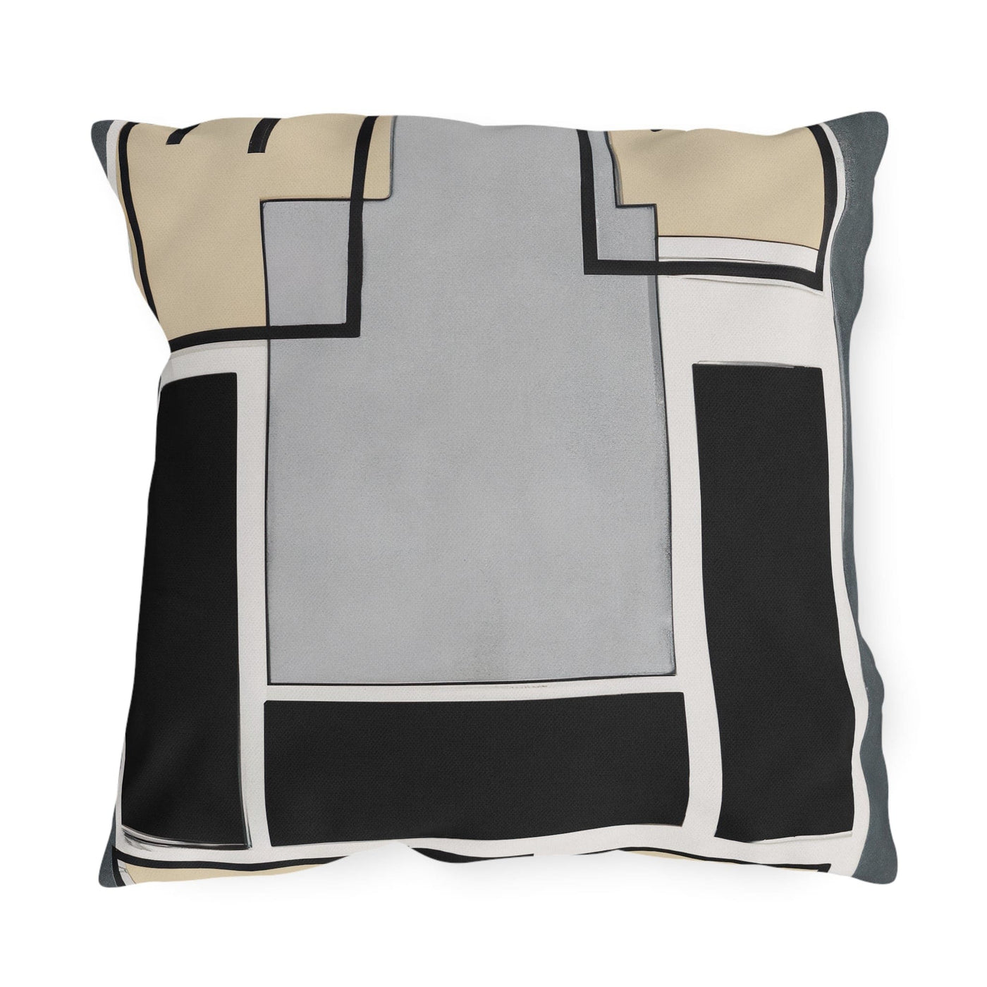 Decorative Outdoor Pillows With Zipper - Set Of 2 Abstract Black Grey Brown
