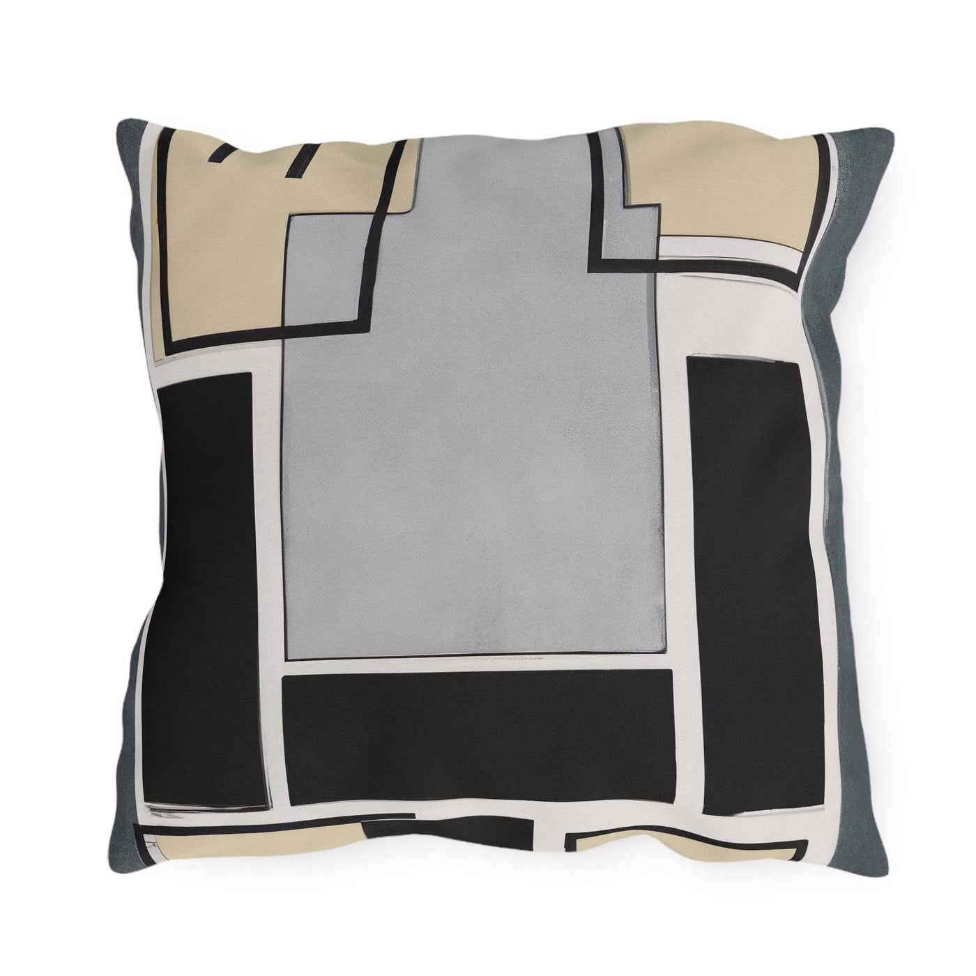 Decorative Outdoor Pillows With Zipper - Set Of 2 Abstract Black Grey Brown