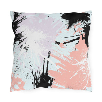 Decorative Outdoor Pillows With Zipper - Set Of 2 Abstract Pink Black White