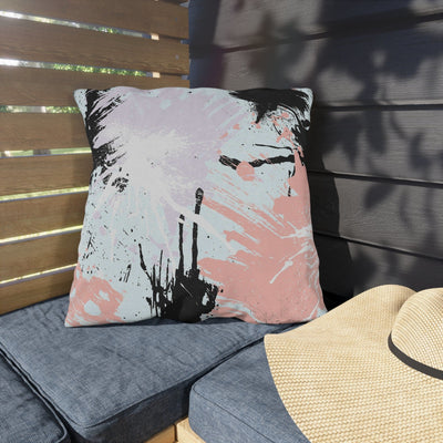 Decorative Outdoor Pillows With Zipper - Set Of 2 Abstract Pink Black White