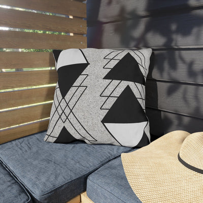 Decorative Outdoor Pillows With Zipper - Set Of 2 Black And White Ash Grey
