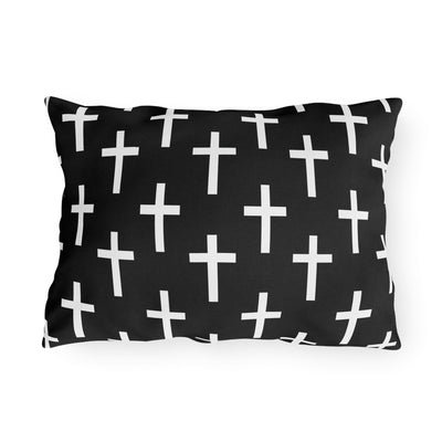 Decorative Outdoor Pillows With Zipper - Set Of 2 Black And White Seamless