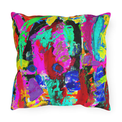 Decorative Outdoor Pillows With Zipper - Set Of 2 Multicolor Abstract