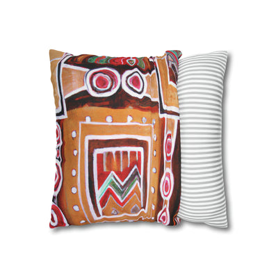 Decorative Throw Pillow Covers With Zipper - Set Of 2 Brown Orange Green Aztec