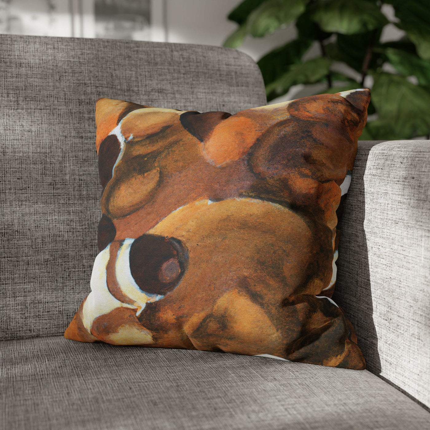 Decorative Throw Pillow Covers With Zipper - Set Of 2 Brown White Stone Pattern