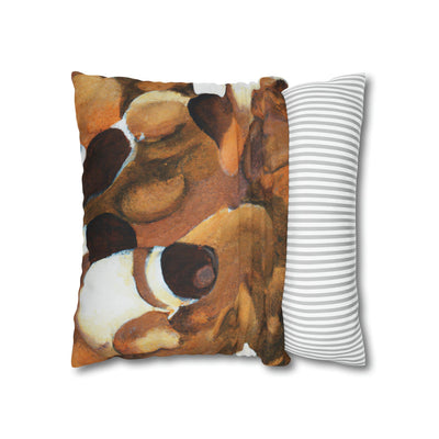 Decorative Throw Pillow Covers With Zipper - Set Of 2 Brown White Stone Pattern
