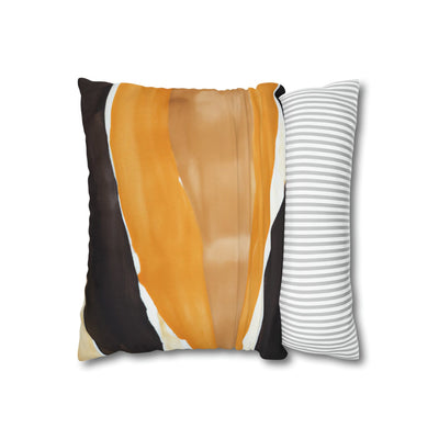 Decorative Throw Pillow Covers With Zipper - Set Of 2 Golden Yellow Brown