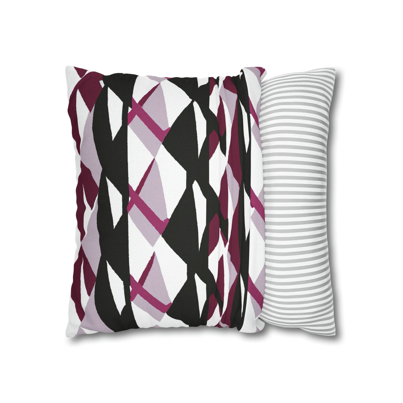Decorative Throw Pillow Covers With Zipper - Set Of 2 Mauve Pink And Black
