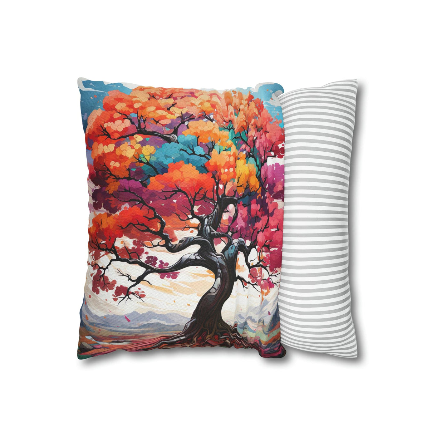 Decorative Throw Pillow Covers With Zipper - Set Of 2 Multicolor Psychedelic