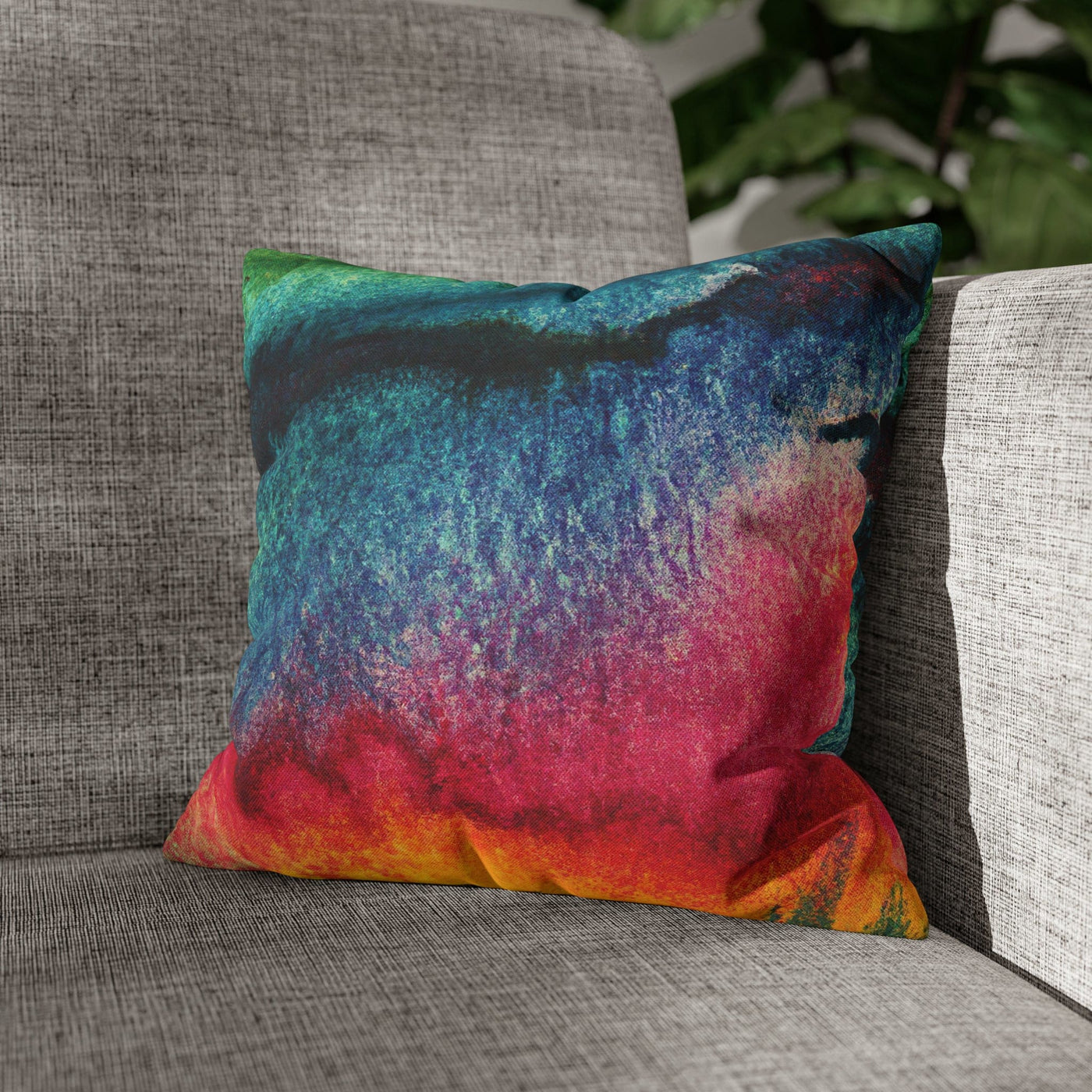 Decorative Throw Pillow Covers With Zipper - Set Of 2 Multicolor Watercolor