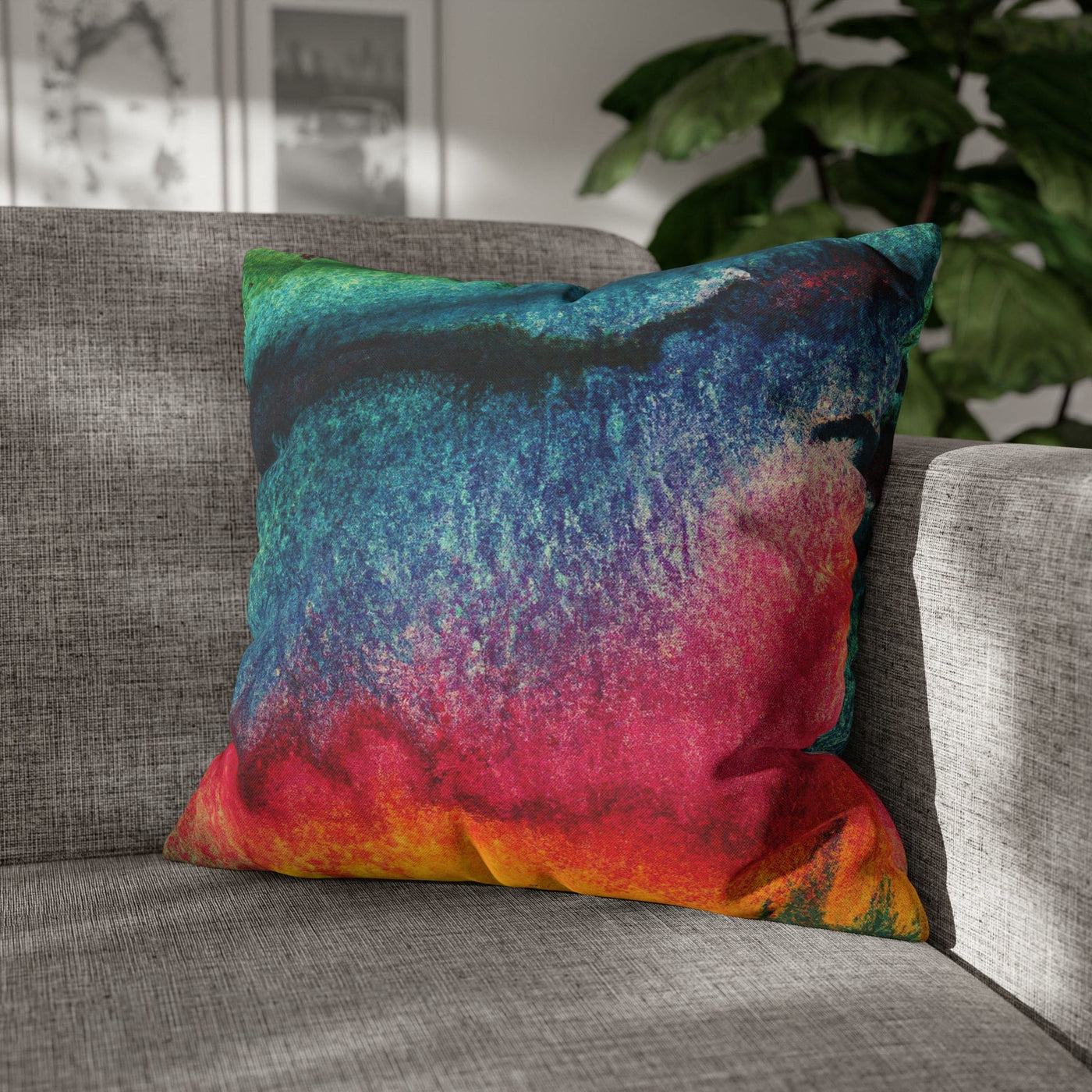 Decorative Throw Pillow Covers With Zipper - Set Of 2 Multicolor Watercolor