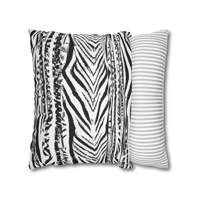 Decorative Throw Pillow Covers With Zipper - Set Of 2 Native Black And White