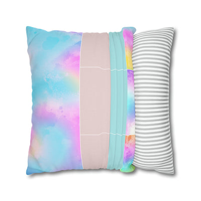 Decorative Throw Pillow Covers With Zipper - Set Of 2 Pastel Colorblock