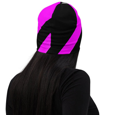 Double-layered Beanie Hat Black And Pink Pattern 2