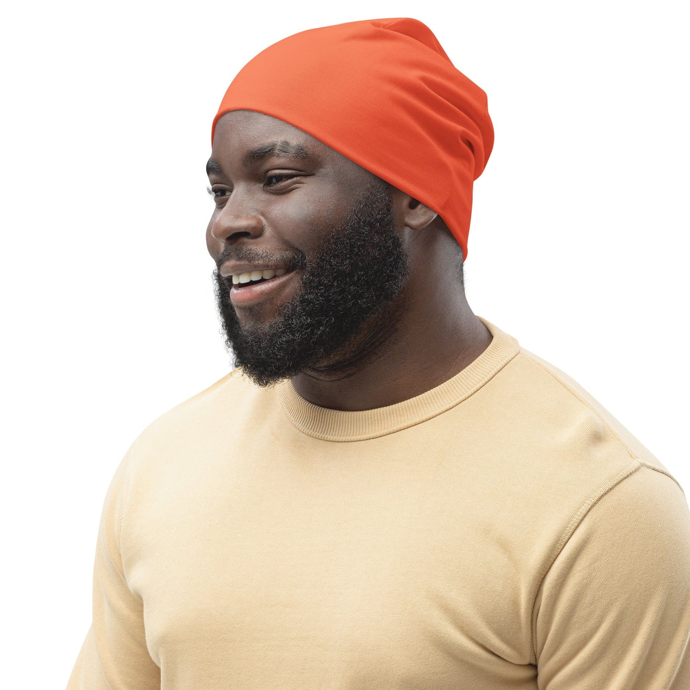 Double-layered Beanie Hat Coral Orange Red 2