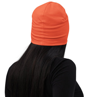 Double-layered Beanie Hat Coral Orange Red