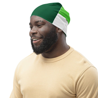 Double-layered Beanie Hat Lime Forest Irish Green Colorblock 2