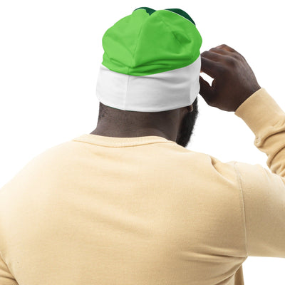 Double-layered Beanie Hat Lime Forest Irish Green Colorblock 2