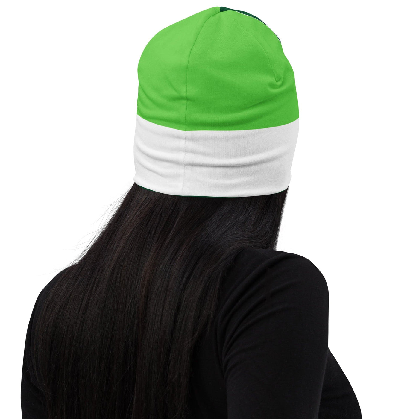 Double-layered Beanie Hat Lime Forest Irish Green Colorblock