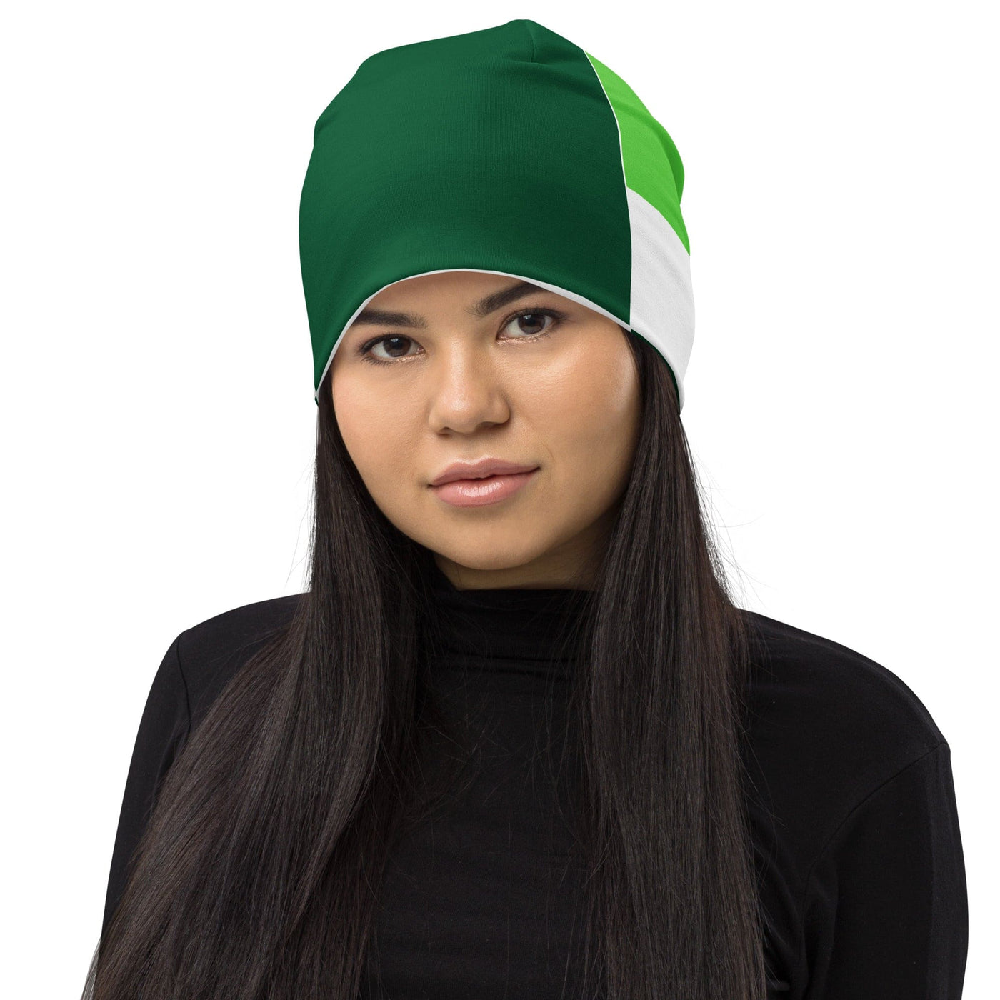 Double-layered Beanie Hat Lime Forest Irish Green Colorblock