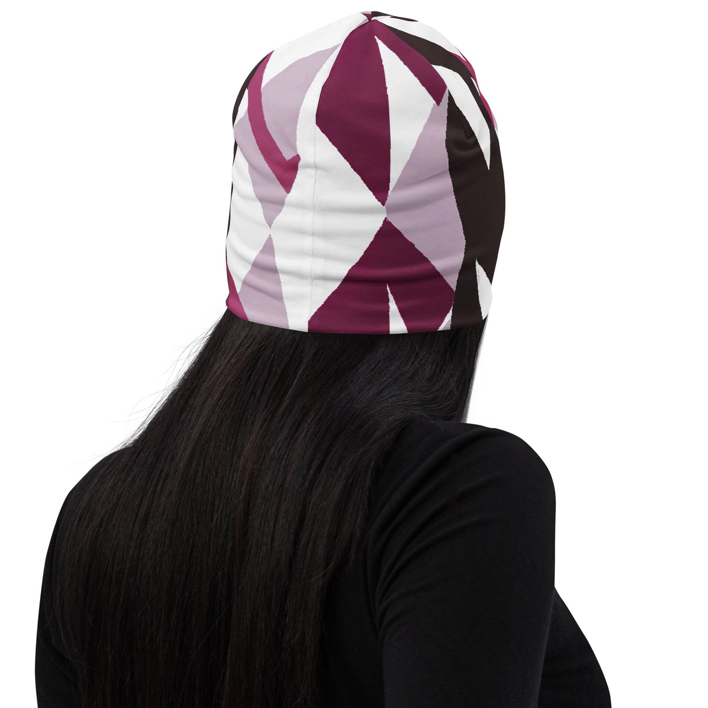 Double-layered Beanie Hat Pink Mauve Pattern