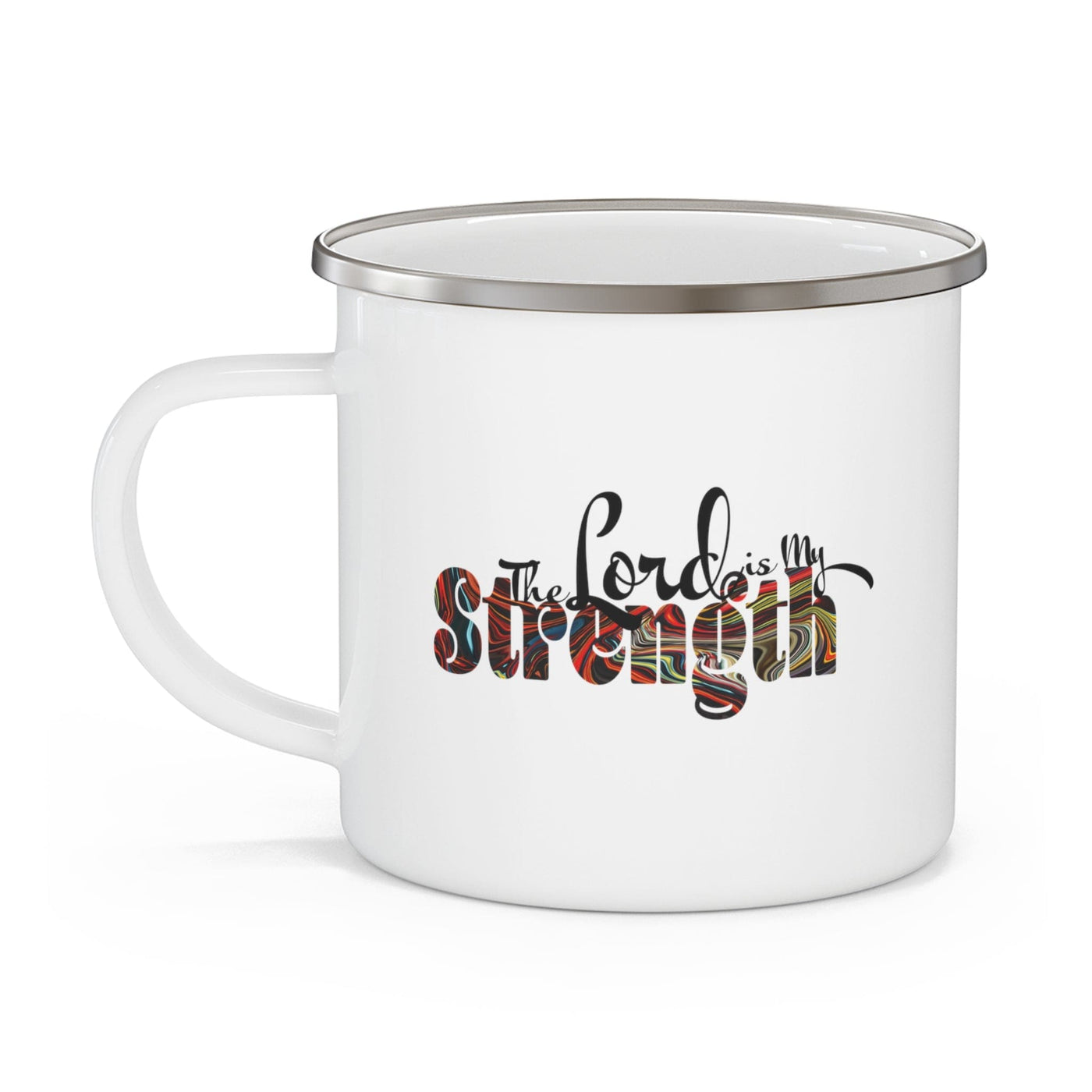 Enamel Camping Mug The Lord Is My Strength Multicolor Illustration - Decorative