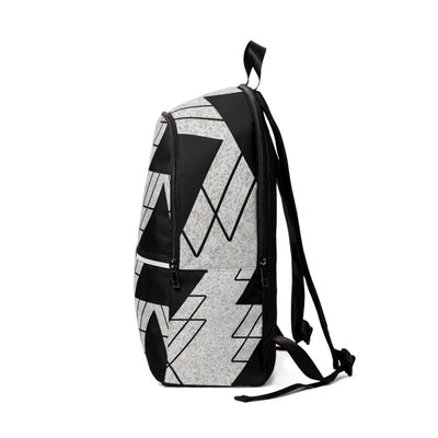 Fashion Backpack Waterproof Black And White Ash Grey Triangular Colorblock