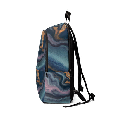 Fashion Backpack Waterproof Blue Pink Gold Abstract Marble Swirl Pattern - Bags