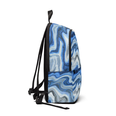 Fashion Backpack Waterproof Blue White Grey Marble Pattern - Bags