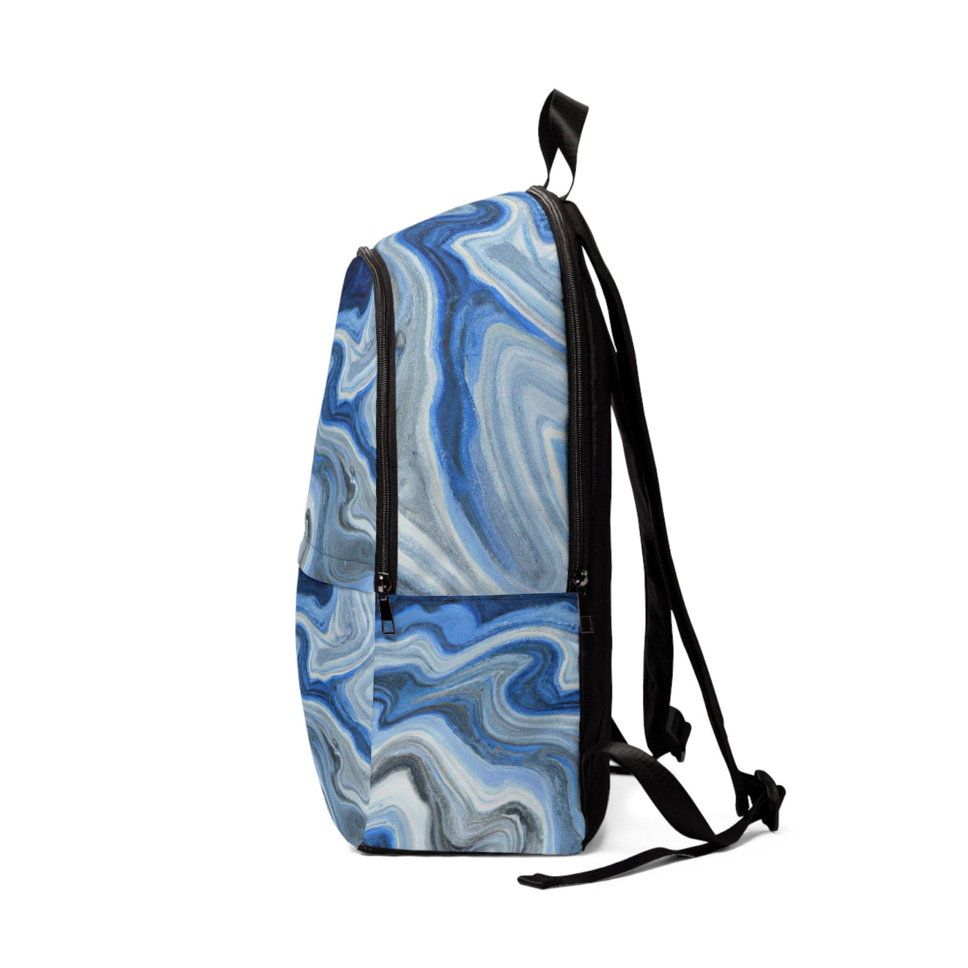 Fashion Backpack Waterproof Blue White Grey Marble Pattern - Bags
