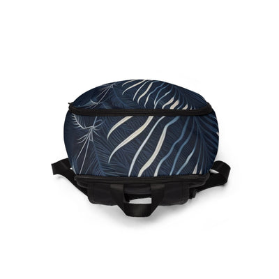 Fashion Backpack Waterproof Blue White Palm Leaves - Bags