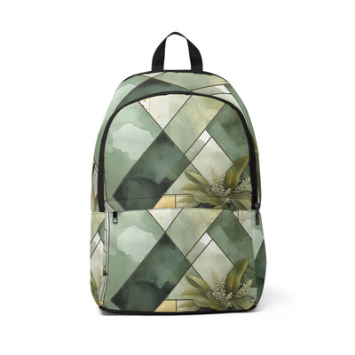 Fashion Backpack Waterproof Olive Green Mint Leaf Geometric Print - Bags