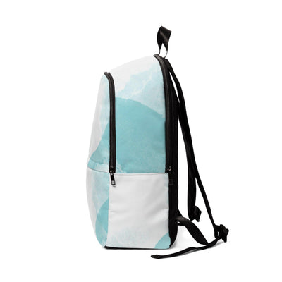 Fashion Backpack Waterproof Subtle Abstract Ocean Blue And White Print - Bags