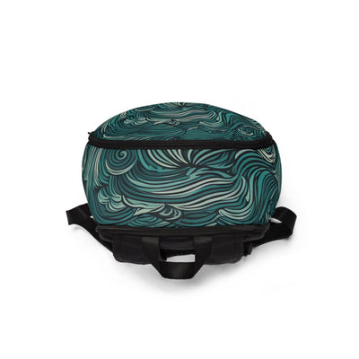 Fashion Backpack Waterproof Water Wave Mint Green Illustration - Bags