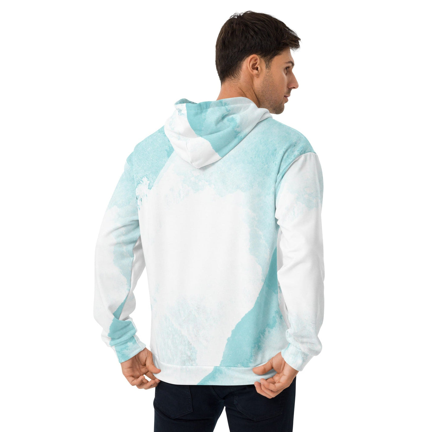 Mens Graphic Hoodie Subtle Abstract Ocean Blue And White Print - Mens | Hoodies