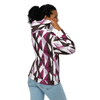 Womens Graphic Zip Hoodie Pink Mauve Pattern - Womens | Hoodies | Zip Front