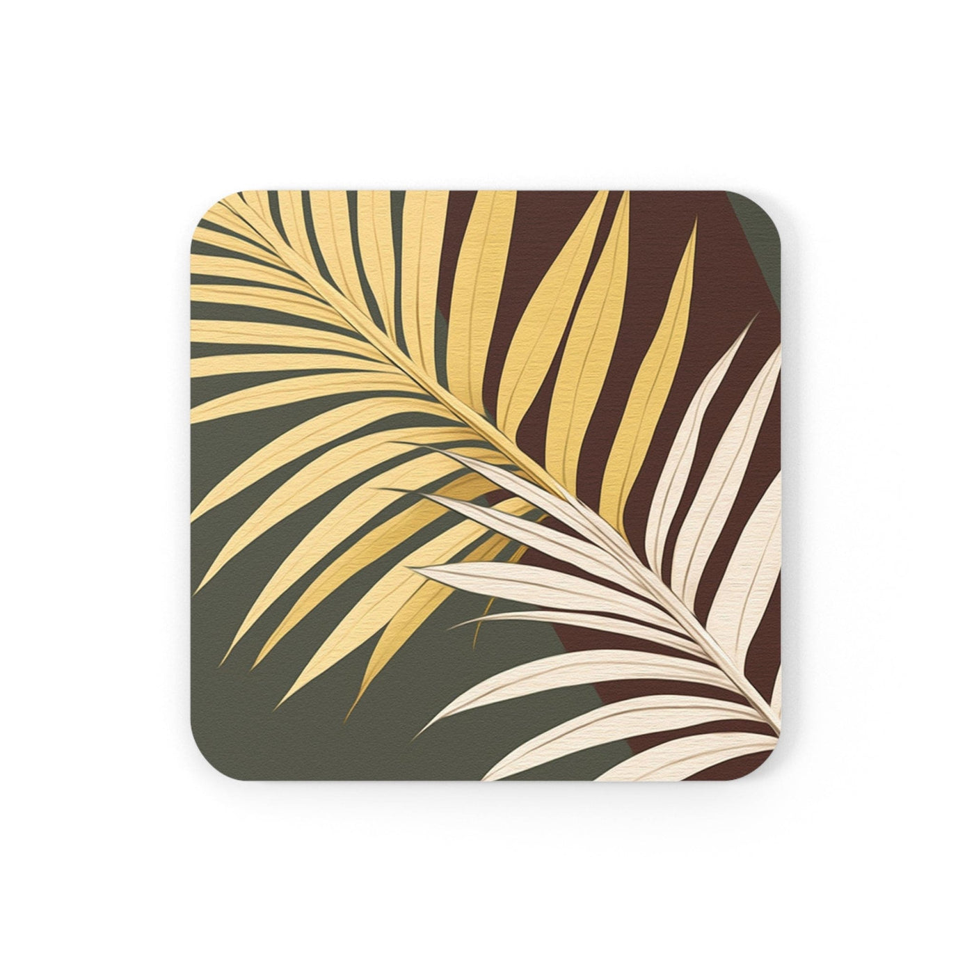 Handcrafted Square Coaster Set Of 4 For Drinks And Cups Palm Tree Leaves