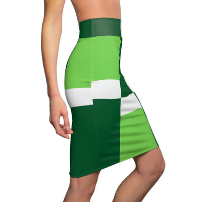 High Waist Womens Pencil Skirt - Contour Stretch Lime Forest Irish Green